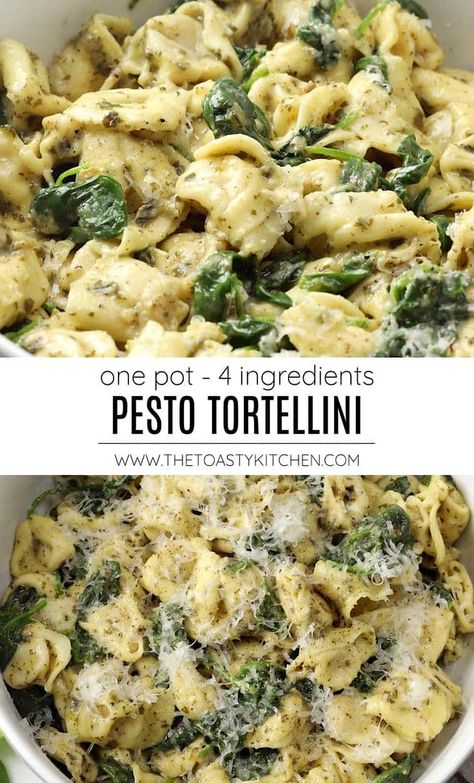 Whip up a delicious pesto tortellini dish from The Toasty Kitchen in just 15 minutes, perfect for those hectic weeknights. This recipe combines cheese tortellini with vibrant spinach and aromatic basil pesto, all crowned with freshly grated parmesan. It's a creamy, flavorful, and satisfying meal that you'll love. Ideal for quick dinners and pasta lovers alike! Dinner Noodles, Homemade Pesto Sauce, Pesto Tortellini, Noodles Recipes, Beef Ground, Tortellini Recipes, Favorite Recipes Dinner, How To Cook Pork, Homemade Pesto