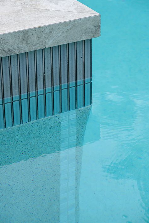 Vertical Pool Tile, Modern Pool Waterline Tile, Swimming Pool Tiles Waterline, Pool Mosaic Ideas, Pool Tile Waterline, Swimming Pool Tiles Ideas, Pool Waterline Tile Ideas, Pool Tile Design, Pool Coping Ideas