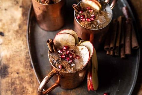 Ginger Apple Moscow Mule | halfbakedharvest.com Apple Moscow Mule, Homemade Horchata, Vodka Mixes, Whats Gaby Cooking, Cider Cocktails, Halloween Cocktails, Half Baked, Fall Cocktails, Ginger Recipes