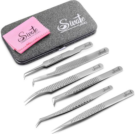 SIVOTE 6-Pack Professional Lash Extension Tweezers Set Japanese Steel, Silver Lash Extension Tweezers, Eyelash Extensions Volume, Lashes Extensions, Eyelash Tweezer, Individual Eyelashes, Money Makers, Lash Extension, For Lash, Volume Lashes