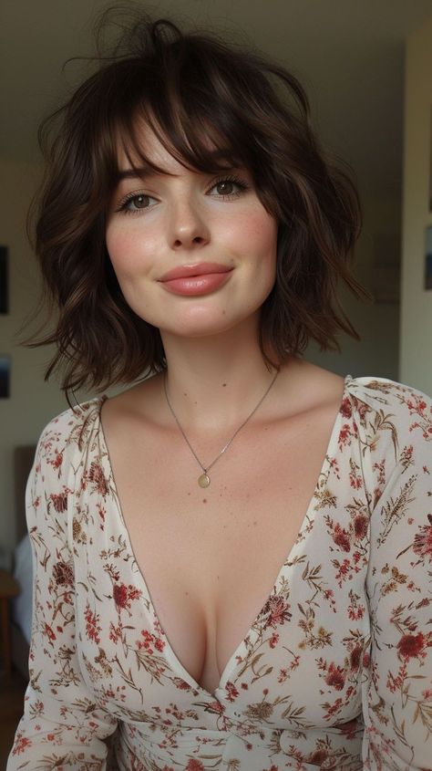 Square Face Hairstyles, Bob Haircut With Bangs, Short Wavy Hair, Penteado Cabelo Curto, Bob Haircut, Haircuts With Bangs, Short Hair With Layers, Haircut Ideas, Short Bob Hairstyles