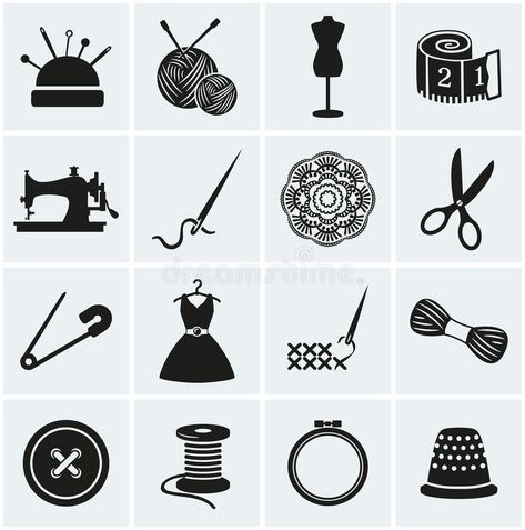 Sewing and needlework icons. Vector set. Set of sewing and needlework icons. Col , #Aff, #Vector, #set, #icons, #Sewing, #needlework #ad Sewing Business Logo, Sewing Logo, Sewing Business, 자수 디자인, Icon Collection, Sewing Studio, Sewing Art, Free Vector Art, Needle And Thread