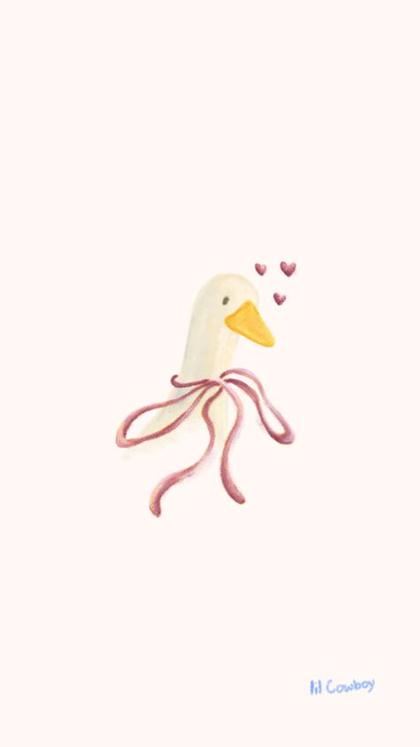 Minimalist Valentines Wallpaper, Pink Duck Wallpaper, Aesthetic Duck Wallpaper, Duck Wallpaper Aesthetic, Cute Duck Wallpaper, Duck Valentine, Wallpaper Valentines, Iphone Cartoon, Coquette Vibes