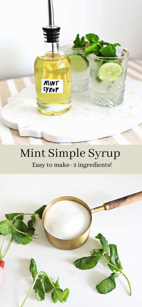 Mint Simple Syrup - A Beautiful Mess Mint Syrup Recipe, Flavored Simple Syrup, Best Mojito Recipe, Mint Syrup, Simple Syrup Cocktails, Mint Simple Syrup, Mint Water, Simple Syrup Recipes, Mint Lemonade