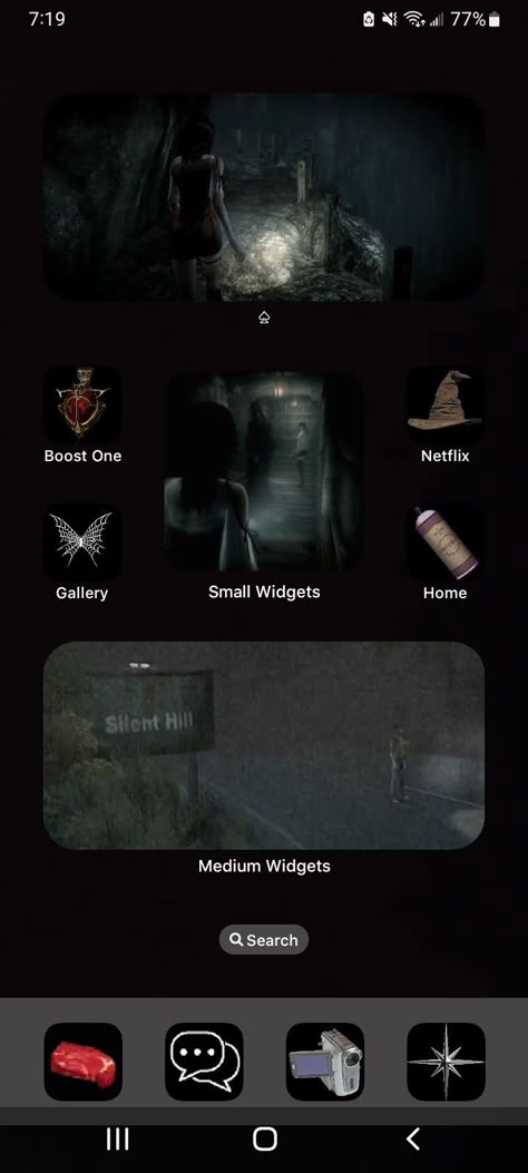 Silent Hill Homescreen, Grunge Phone Layout, Lockscreen Themes, Ipad Stuff, Icon Iphone, Halloween Layout, Phone Layouts, Ios Ideas, Phone Decor