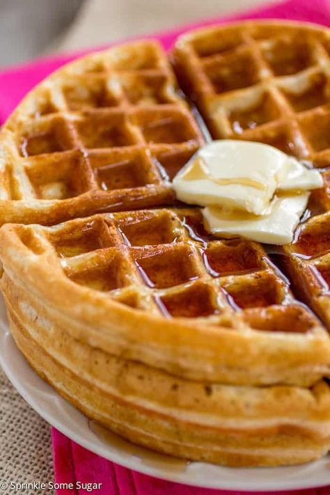 Thick and Fluffy Homemade Buttermilk Waffles Buttery Waffles, Dessert Waffles, Buttermilk Waffles, Waffle Iron Recipes, Waffle Ingredients, Breakfast Yummy, Waffles Recipe, Buttermilk Recipes, Homemade Buttermilk