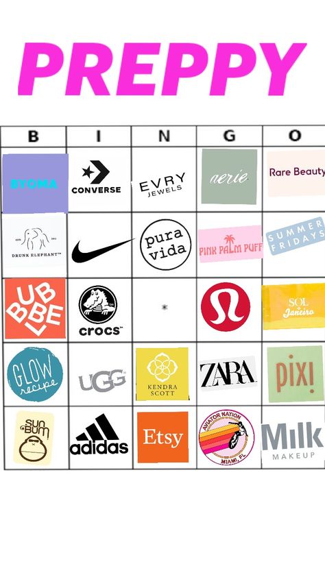 Preppy Bingo, Preppy Brands, Back To School Fits, Awesome Tattoos, Brand Logos, Milk Makeup, Slumber Party, Party Stuff, School Fits