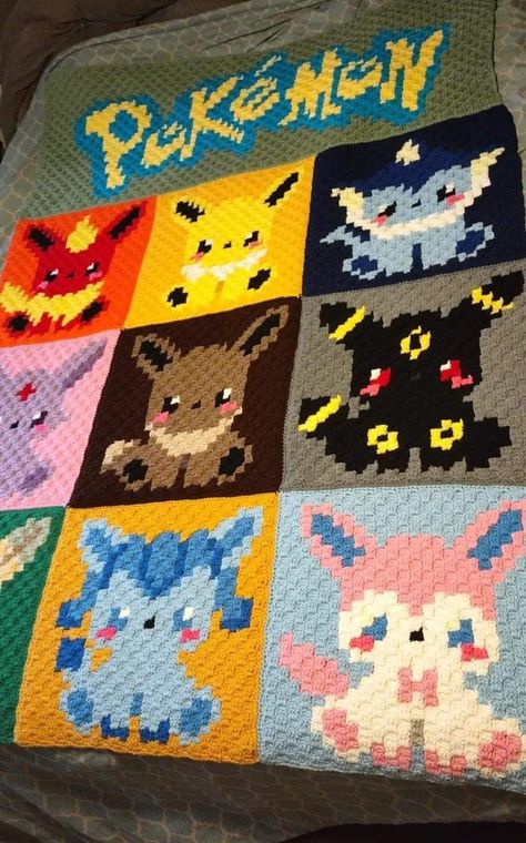 Marvel C2c Crochet Blanket, C2c Pokemon Blanket, C2c Disney Crochet Pattern, Pixel Blanket Crochet, Pixel Art Crochet Blankets, Crochet Pokemon Blanket, Pokemon Crochet Blanket, Crochet Pixel Blanket, Baby Toys Crochet