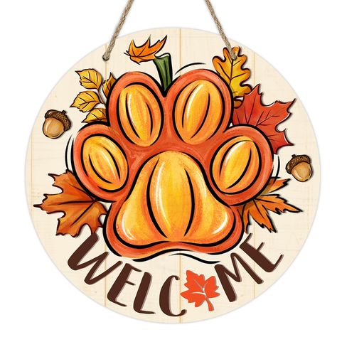 PRICES MAY VARY. Unique Design: Our door pediment design is unique and beautiful. The paw, pumpkin, maple leaves, acorn patterns are printed on the wooden board, which is suitable for fall, autumn, Thanksgiving, Friendsgiving. This farmhouse front door sign will bring more fun to your house and show the best welcome to your friends Durable Material: Our door wreath is made of high-quality wooden material, which is durable and suitable for all seasons and holidays. The package comes with a strong Harvest Signs Wooden, Fall Wooden Wreath, Thanksgiving Wooden Signs, Thanksgiving Door Hangers Wooden, Fall Wood Door Hangers, Pumpkin Signs Wooden Painted, Christian Door Hangers, Fall Signs Wooden Diy, Thanksgiving Door Hangers