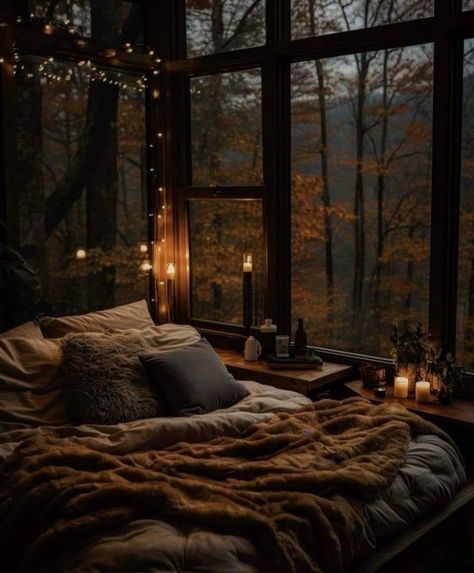 Cozy Fall Bedroom, Fall Bedroom, Cozy Aesthetic, Dream Room Inspiration, Cozy Place, Autumn Cozy, Cozy Room, Bedroom Aesthetic, Cabins In The Woods