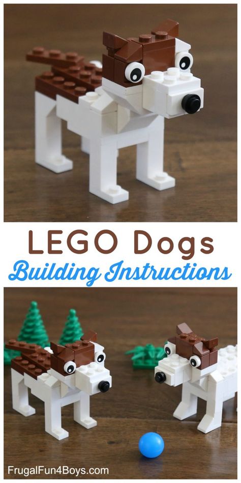 Build a Terrier Dog with LEGO® Bricks – Frugal Fun For Boys and Girls Lego Dog, Lego Challenge, Russel Terrier, Lego Club, Lego Christmas, Lego Diy, Lego Animals, Lego Activities, Lego Craft