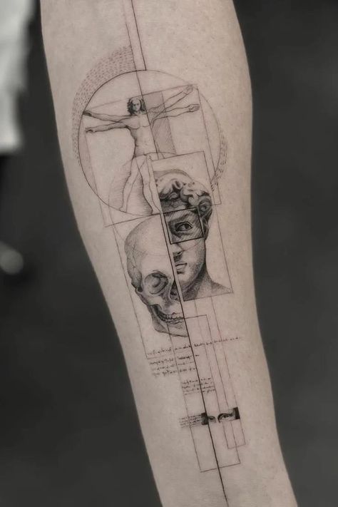 Tattoo | Ideas | Inspiration Science Tattoo, Science Tattoos, Atlas Tattoo, Inspiration Tattoos, Greek Tattoos, Tattoo Style Drawings, 3d Tattoos, Modern Tattoos, Small Tattoos For Guys