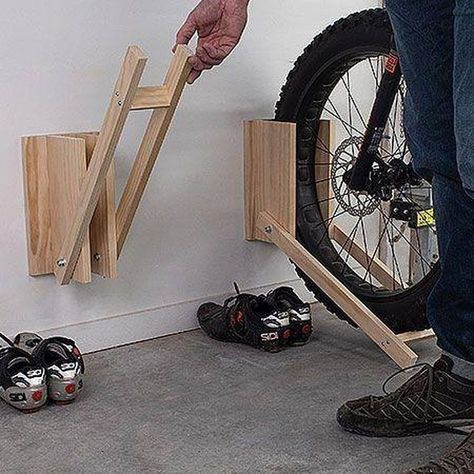 Bicycle Storage Rack, Diy Bike Rack, Bike Rack Garage, Diy Space Saving, Bike Storage Rack, Support Velo, Garage Bike, Diy Space, Bicycle Storage