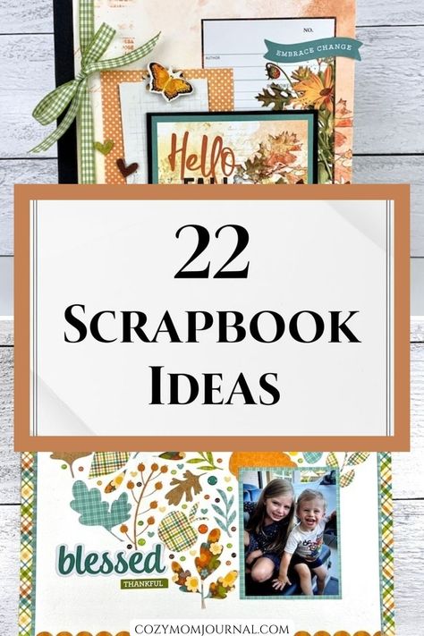 22 scrapbook ideas, featuring fall-themed designs with leaves, flowers, and a "Hello" greeting. Scrapbook Layouts With Many Photos, Scrapbook 12x12 Layouts, Homecoming Scrapbook Ideas, Teen Scrapbook Ideas, Scrapbook Page Layouts Ideas, Two Page Scrapbook Layouts, 2 Page Scrapbooking Layouts, Scrapbook Layouts Multiple Pictures, Scrapbook Ideas For Beginners