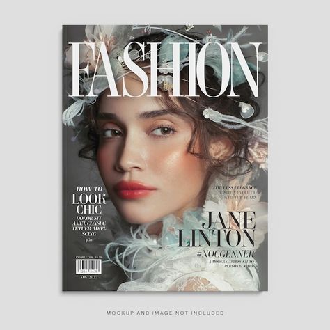 PSD fashion magazine cover template in l... | Premium Psd #Freepik #psd #lifestyle #design #fashion #front Fashion Magazine Back Cover, Aesthetic Magazine Cover Graphic Design, Magazine Cover Template, Fashion Magazine Design, Woman Magazine, Fashion Magazine Cover, Magazine Cover Design, Brand Magazine, Fashion Cover