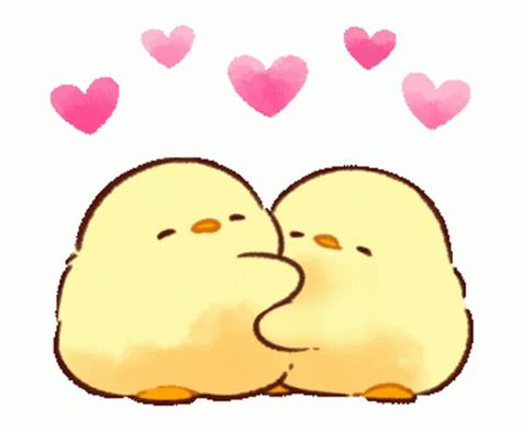 Cuddle Love Sticker - Cuddle Love You - Discover & Share GIFs Soft And Cute Chick, Hugging Drawing, Cuddle Love, Cute Hug, Cute Chickens, Cute Animal Drawings Kawaii, Love Us, Cartoons Love, Cute Love Cartoons