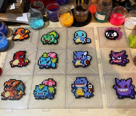 Fuse Beads Ideas, Bead Pokemon, Hama Beads Pokemon, Pokemon Perler, 151 Pokemon, Pokemon Bead, Hamma Beads Ideas, Pokemon Perler Beads, Melty Bead Patterns