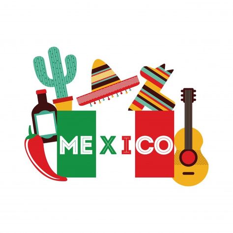 Diseño de méxico sobre fondo blanco ilus... | Premium Vector #Freepik #vector #fondo #etiqueta #diseno #mapa Mexican Graphic Design, Mexican Art Painting, Anime Red Hair, Mexican Night, Mexico Design, Mexico Style, Party World, Cozumel Mexico, Summer Scrapbook