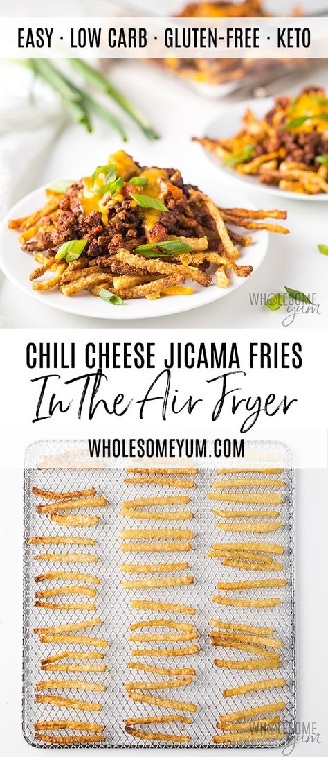 Air Fryer Jicama, Jicama Recipes, Keto Fries, Fries In The Air Fryer, Jicama Recipe, Jicama Fries, Low Carb Potatoes, Chili Fries, Recipes French