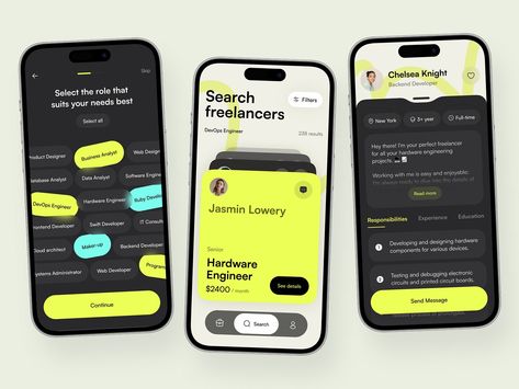 Freelance Marketplace Mobile App Mobile App Color Palette, Onboarding Ui, Best App Design, Handwritten Logo Design, Card Ui, Mobile App Design Inspiration, Ios Design, Mobile App Ui, 카드 디자인