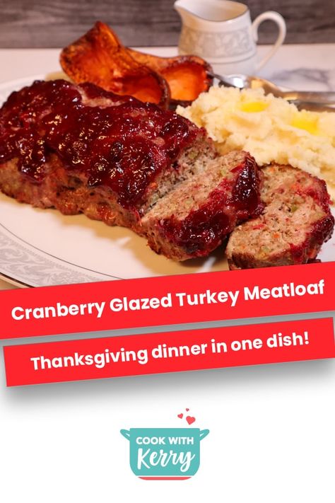 This turkey meatloaf combines turkey, stuffing, and cranberry sauce to make a meatloaf that eats like Thanksgiving dinner. And the best part just might be turkey meatloaf sandwiches with the leftovers! #turkeyrecipes #meatloafrecipes #turkey #meatloaf #groundturkey #cranberryrecipes #thanksgivingrecipes #fallrecipes #comfortfood Cranberry Meatloaf, Turkey And Stuffing Meatloaf, Cranberry Glazed Turkey, Ground Turkey Meatloaf, Turkey Meatloaf Recipe, Glazed Turkey, Ground Turkey Recipes Easy, Cranberry Turkey, Turkey Cranberry