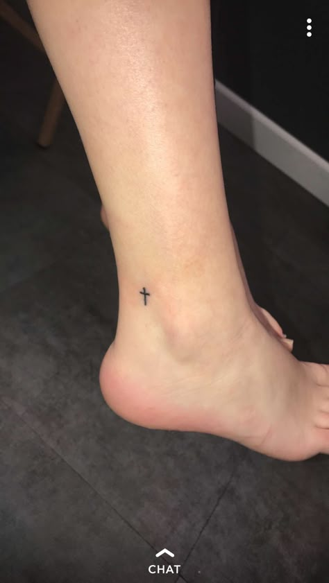 Easy Ankle Tattoo, Ankel Tattoos Small For Women, Tiny Ankle Tattoos For Women, Ankel Tattoos Simple, Christian Ankle Tattoos For Women, Ankel Tattoos Tiny, Cross Tattoos For Women Ankle, Ankle Cross Tattoo, Ankle Cross Tattoos For Women