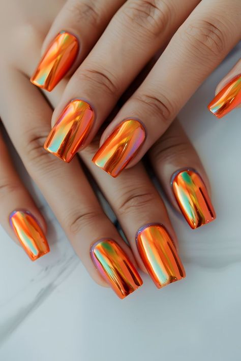 sunset orange chrome nails, trendy nails, chrome nail colors, summer nails, chrome manicure, bright summer nails, natural chrome nails, minimalist nails, chrome nail art, graduation nails, cute nails, elegant chrome nails, summer chrome nails, wedding nails, aura nails, chrome nails designs, graduation nails acrylic, ombre chrome nails, classic chrome nails, date night beauty, nail inspo, summer nails 2024, nail art, nail designs summer, ombre nails Minimalist Nails Chrome, Trendy Nails Chrome, Aura Nails Chrome, Summer Nails Natural, Natural Chrome Nails, Summer Nails Chrome, Orange Chrome Nails, Chrome Nails Summer, Gel Chrome Nails