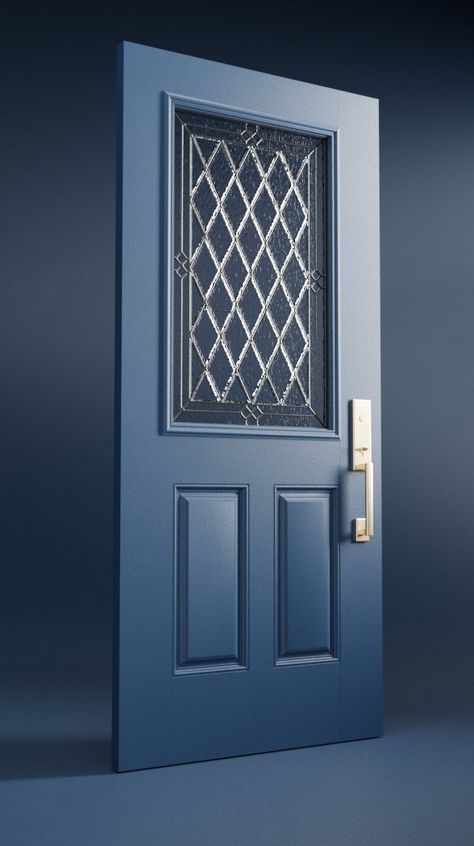 Blue Belleville Front Door Bold Front Door Colors, Front Door Inspiration, New Front Door, Fiberglass Exterior Doors, Blue Front Door, Fiberglass Front Door, Door Colors, Safety Door, Door Inspiration