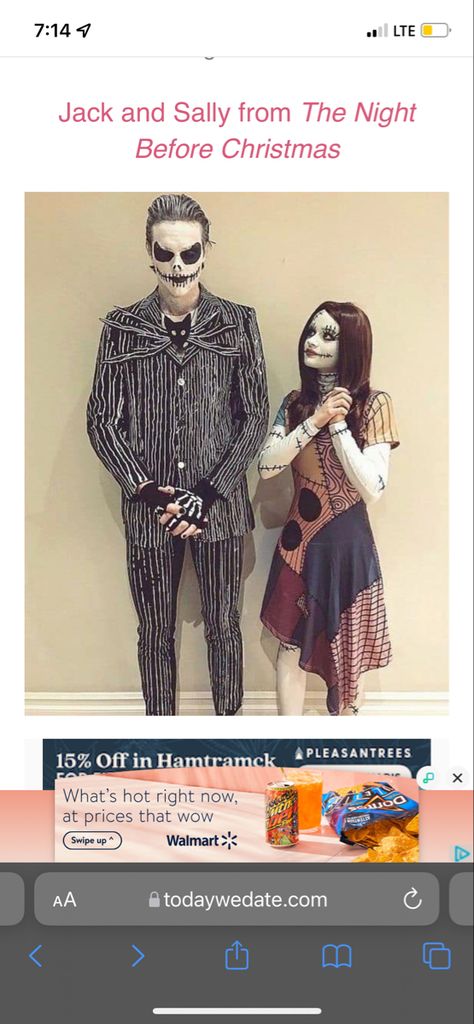 Night Before Christmas Costumes, Dinner 2023, Nightmare Before Christmas Costume, Couple Costume, Holloween Costume, Night Before Christmas, Halloween 2023, Halloween Inspo, Family Tradition