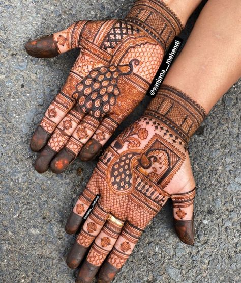 Mehndi ✨Heena ✨ Peacoke Mehndi Design, Sider Mehndi Design Latest, Mehandi Designs Peacock, Sider Mehndi Design, Mehndi Art Designs Back Hand, Marwari Mehndi Design, Diwali Mehndi, Indian Mehendi, Peacock Mehndi