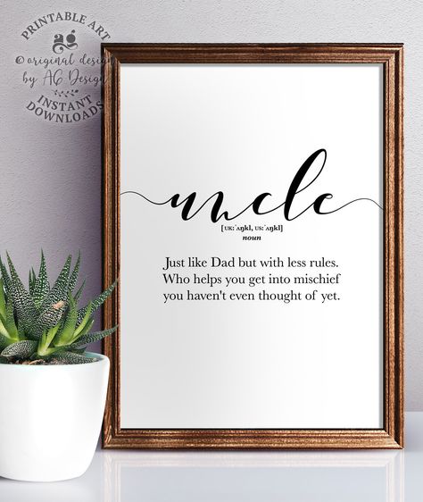 Printable Uncle gifts, Father's Day present, funny gift for him, Funny Printable Definition, Birthday Christmas Gift, New Uncle Announcement Uncle Announcement, Quotes Girlfriend, Funny Printables, Birthday Cards For Boyfriend, Creative Gifts For Boyfriend, Custom Baby Gifts, Funny Gifts For Him, Cards For Boyfriend, Uncle Gifts