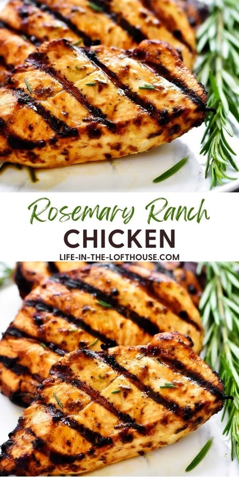 Rosemary Chicken Marinade, Rosemary Ranch Chicken, Grilled Rosemary Chicken, Rosemary Marinade, Rosemary Chicken Recipe, Life In The Lofthouse, Chicken Breast Crockpot Recipes, Rosemary Recipes, Grilled Chicken Marinade