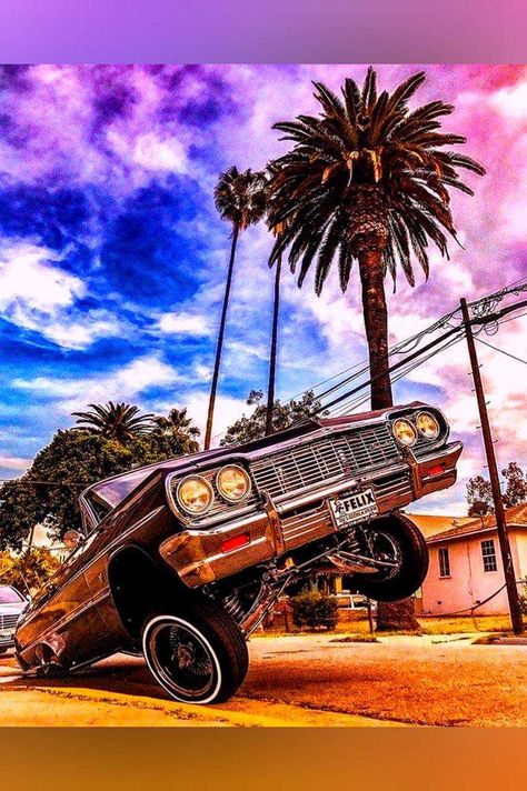 HD Lowrider Wallpaper Discover more Car, colorful Designs, Customized Vehicles, Hydraulic, Lowered Body wallpapers. https://www.wptunnel.com/hd-lowrider-wallpaper/ Lowrider Wallpaper, 64 Impala Lowrider, Impala Car, Car Low, Chicano Love, Car Iphone Wallpaper, 64 Impala, Gangsta Tattoos, Low Rider Girls