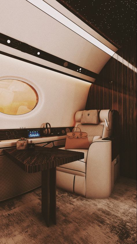 #interior #privatejet Interior Design Job, Interior Design Jobs, Cover Aesthetic, Luxury Private Jets, Aesthetic Interior, Bar Areas, Private Jet, Seat Cover, Corner Desk