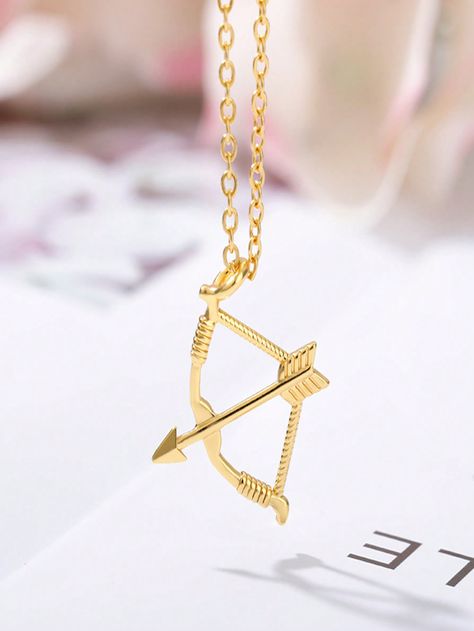 Yellow Gold  Collar  Stainless Steel   Embellished   Women's Fashion Jewelry Bow And Arrow Design, Cupid Arrow, Arrow Pendant, Cupids Arrow, Bow And Arrow, Gold Collar, Arrow Design, Jewelry Gift, Pendant Jewelry