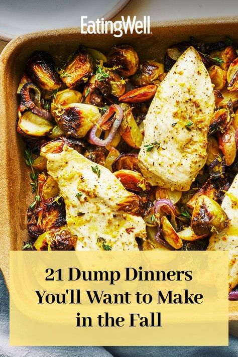 Low Prep Dinner Ideas, Dump Oven Dinners, Fall Dump Dinners, Easy Meals To Lower Cholesterol Recipes, One Pan Dump Meals, Healthy Dump Recipes, Freezer To Sheet Pan Meals, Healthy 5 Ingredient Dinners, One Pan Sheet Dinners