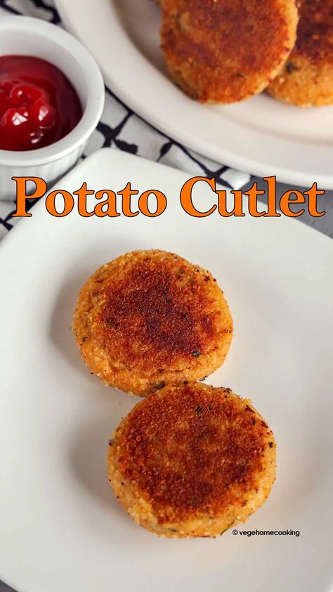 Potato Cutlet / Aloo Cutlet (Crispy and Shallow-Fried) Potato Cutlets Recipes, Aloo Cutlet Recipe, Aloo Cutlet, Potato Cutlet, Indian Starters, Cutlet Recipes, Potato Cutlets, Cornstarch Slurry, Cutlets Recipes