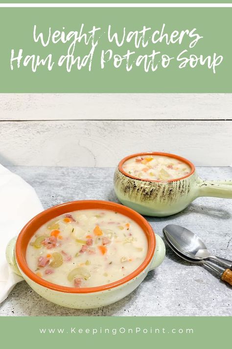 Weight Watchers Ham and Potato Soup - this recipe is perfect for leftover ham! Leftover Ham Recipes Crockpot, Leftover Ham Recipes Casseroles, Ham Recipes Healthy, Recipes Using Ham, Ham Potato Soup, Healthy Ham, Ham Soup Recipes, Ham And Potato Soup, Smart Points Recipes