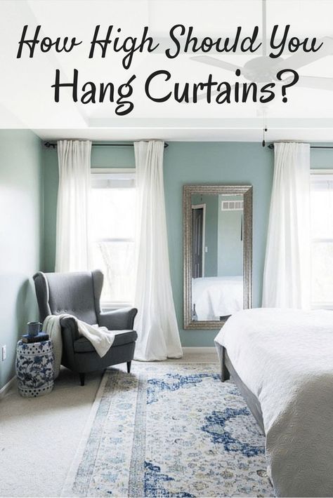 Do you know how high to hang your curtains?  Click to see 3 different ways! Hang Curtains From Ceiling, Hang Curtains High, How To Hang Curtains, Hanging Drapes, High Curtains, Apartment Curtains, Window Inspiration, Hanging Curtain Rods, Hang Curtains