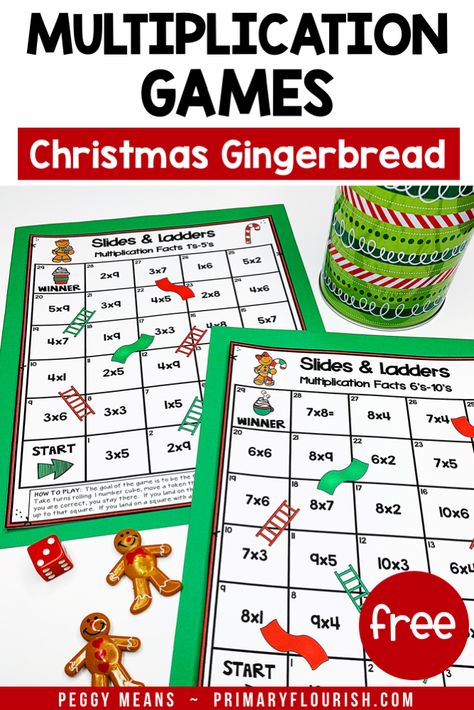 Third Grade Christmas, Christmas Math Games, Christmas Multiplication, Multiplication Fluency, Classroom Christmas Activities, Gingerbread Unit, Free Math Games, Christmas Math Activities, Easy Math