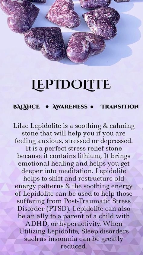 Lolite Crystal Aesthetic, Lepidolite Crystal Meaning, Lepidolite Properties, Lepidolite Meaning, Crystal Healing Chart, Lepidolite Crystals, Crystal Guide, Crystals Healing Properties, Spiritual Crystals