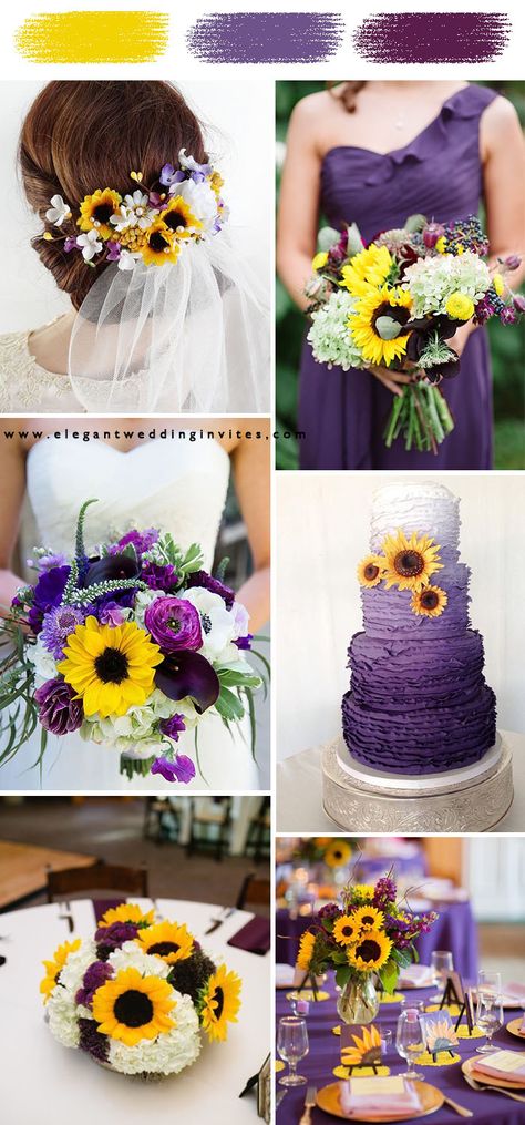 sunflower yellow and purple classic wedding color theme