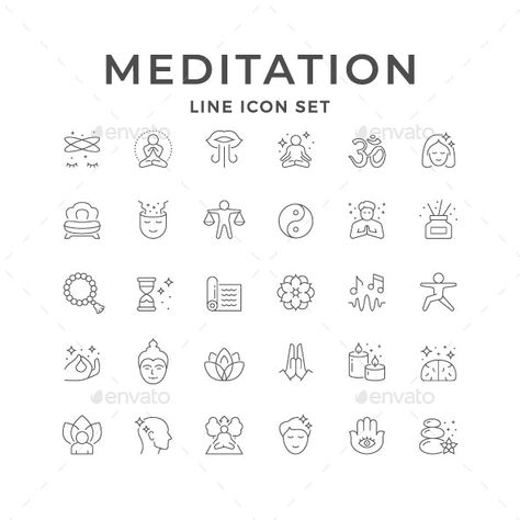 Set Line Icons of Meditation - Man-made objects Objects Logo Presentation, Best Icons, Modern Logo Design, Rgb Color, Thank You For Purchasing, Shopify Theme, Line Icon, Modern Logo, Icon Set