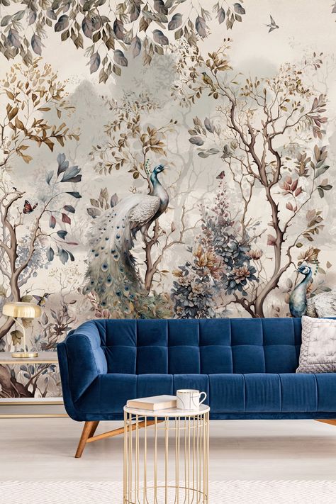 Commodity: Custom landscape Custom sizes are available. If you are interested in any of those patterns, please send us message. We are here at your disposal. (www.chinoiseriedecor.com) Wallpaper Peacock, Peacock Wallpaper, Tree Wall Murals, Chinoiserie Wallpaper, Inspire Me Home Decor, Wallpaper Accent Wall, Art Deco Wallpaper, Wallpaper Peel And Stick, Bedroom Refresh