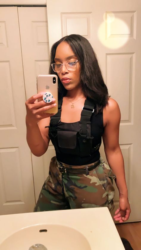 Last Minute Costume!  Halloween Costume for Women  Camo | Become G.I Jane in Minutes. #diy #diycostume  Amazon Vest  Doc Martens  Urban Outfitters Top Thrift Camo Pants  #dresses  #fashion #halloween #halloweenparty #october #camo #camouflage #naturalhairstyles #fitness #fitnessmotivation Camo Pants Halloween Costume, Halloween Constumes, G I Jane, Halloween Costume For Women, Army Costume, Gi Jane, Last Minute Costume, Diy Costumes Women, Fashion Halloween