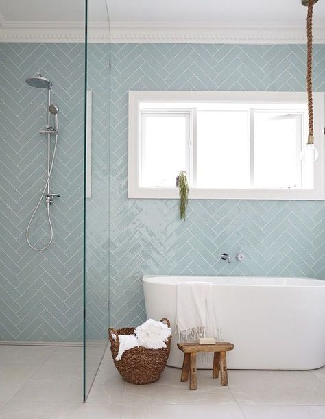 Colour House, Bathroom Colour, Bad Inspiration, Herringbone Tile, Room Tiles, Boho Bathroom, Bathroom Reno, Trendy Bathroom, Main Bathroom