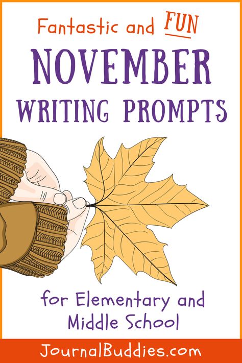 Yes. Let the writing fun begin! As the holiday season arrives, bringing plenty of gifting and gratitude with it, you can encourage students to think about the meaning behind these important traditions. #NovemberWritingIdeas #GratitudeWritingForKids #JournalBuddies November Journal Prompts, November Writing Prompts, November Journal, November Writing, Thanksgiving Writing Prompts, Holiday Writing Prompts, Writing Elementary, Homeschool Writing Prompts, Free Writing Prompts