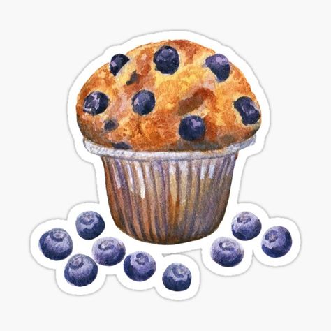 Muffin Sticker, Stickers Bonitos, Easy Blueberry Muffins, Baking Theme, Blueberry Cupcakes, Sticker Design Inspiration, Nutrition Science, Sketchbook Inspo, Red Bubble Stickers