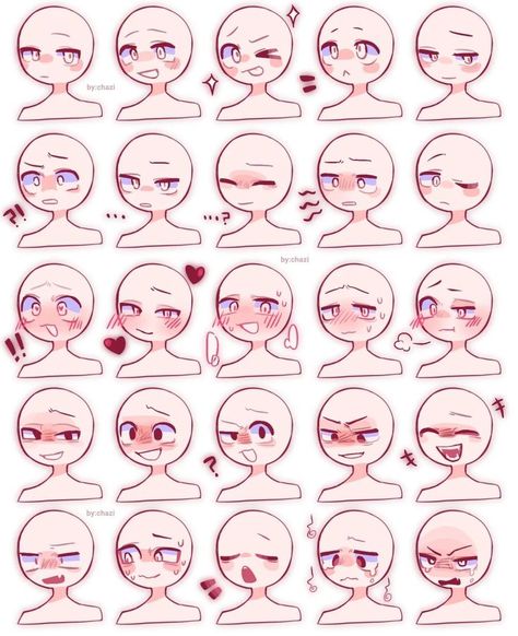 Drawing Face Expressions, Kawaii Manga, Creative Drawing Prompts, Art Tools Drawing, Sketches Tutorial, 캐릭터 드로잉, Drawing Expressions, Easy Drawings Sketches, Cute Doodles Drawings