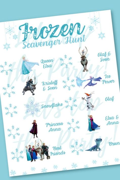 Scavenger hunts are be so much fun and a great way to keep kids entertained! Hide all the Frozen cutouts throughout your venue and handout these cute Frozen scavenger hunt cards. The first one to find all the Frozen items wins! See more party ideas and share yours at CatchMyParty.com Frozen Cutouts, Frozen Birthday Activities, Frozen Scavenger Hunt, Frozen Hot Cocoa, Frozen Party Activities, Frozen Birthday Party Favors, Frozen Activities, Frozen Party Ideas, Frozen Party Games